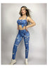 La Fitwear Legging Cinturón Fake Me Azul con Flor
